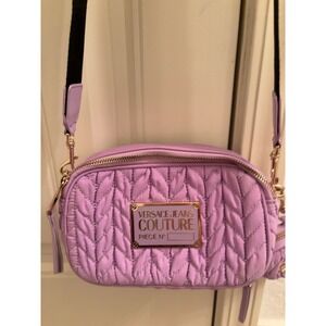 Versace Jeans Couture Quilted Crossbody Bag Lavender Purple Heart Coin Purse